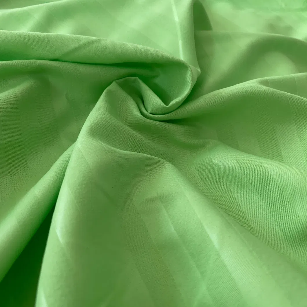 Green Peach Skin Polyester Embossed Dyed Fabric Home Textile for Bed Sheet